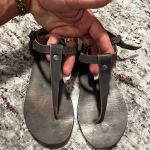 Grey leather sandals